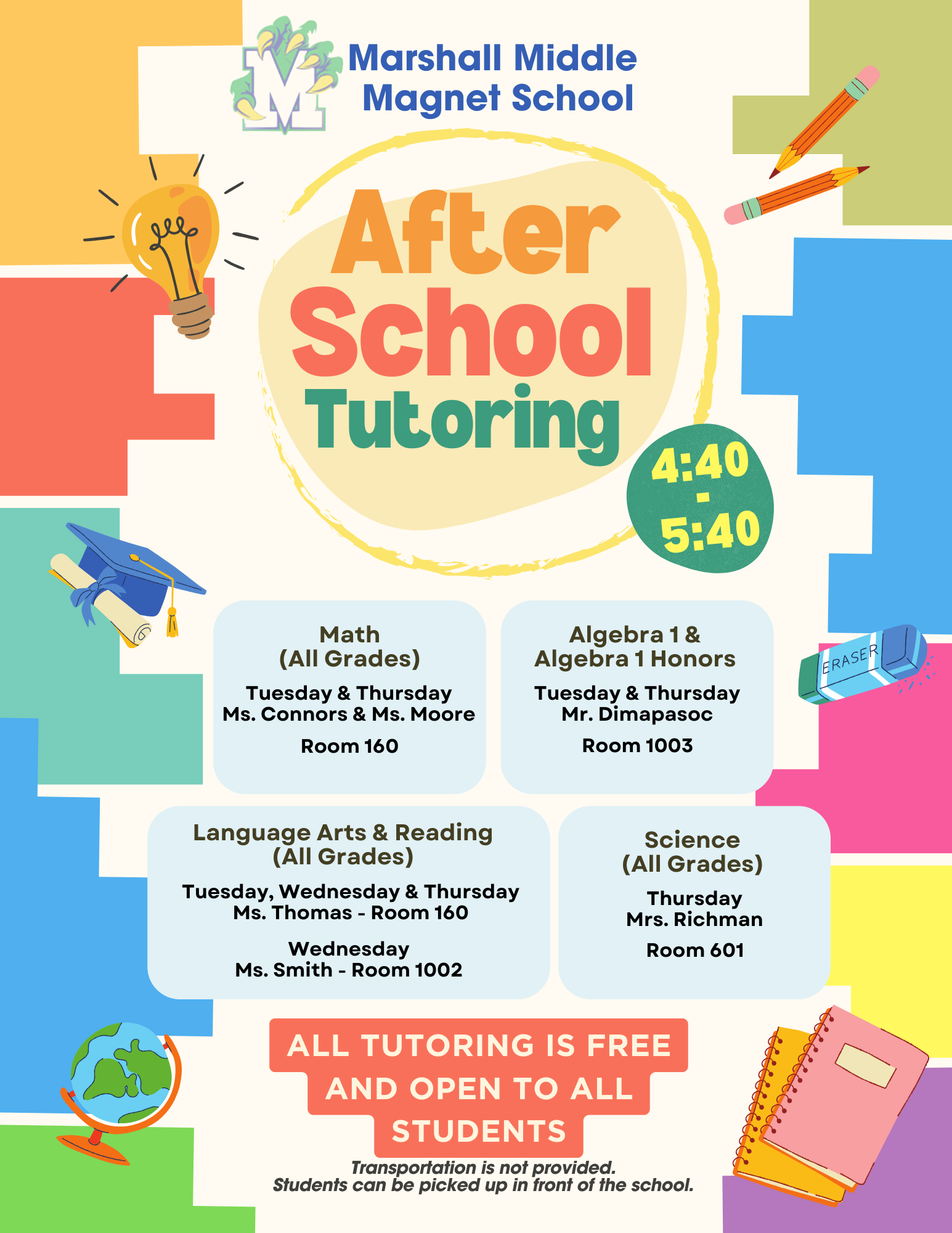  After School Tutoring 4:40-5:0